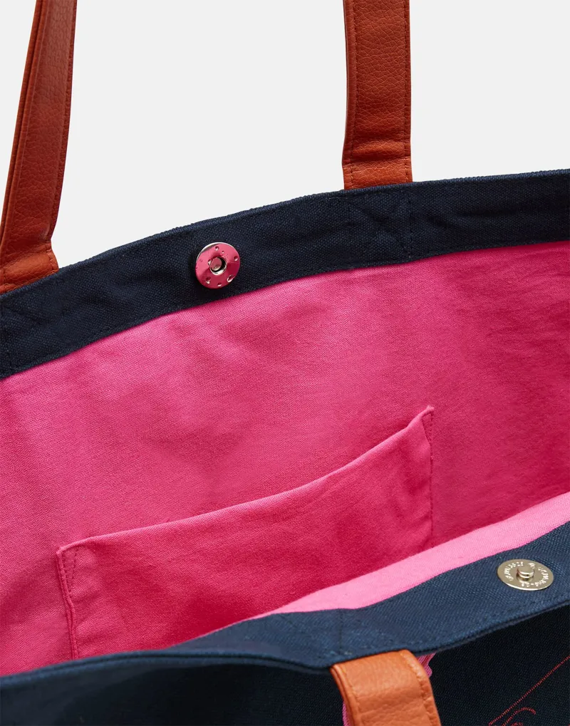 Joules Jute and Canvas Printed Shopper Bag-1